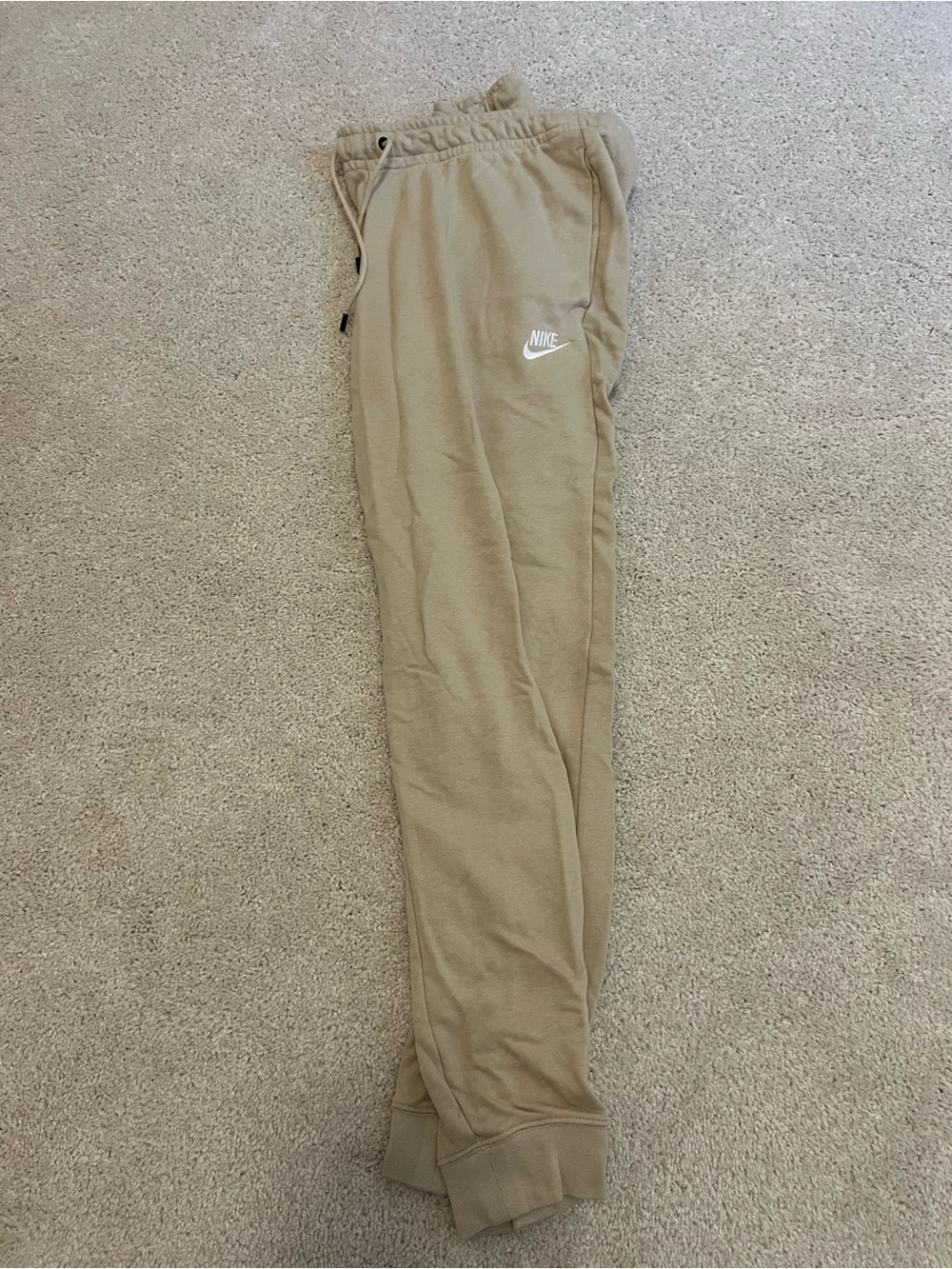 Nike Beige Jogger Sweatpants with White Swoosh